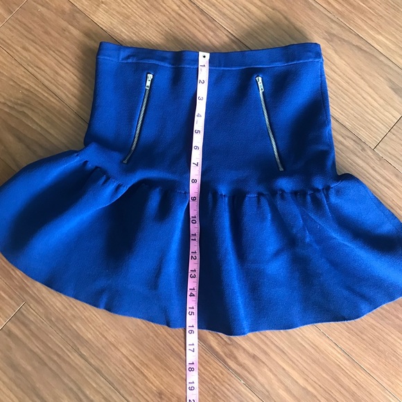 Sandro Paris Blue Ruffled Knit Mini Skirt Size 8 - Picture 4 of 6